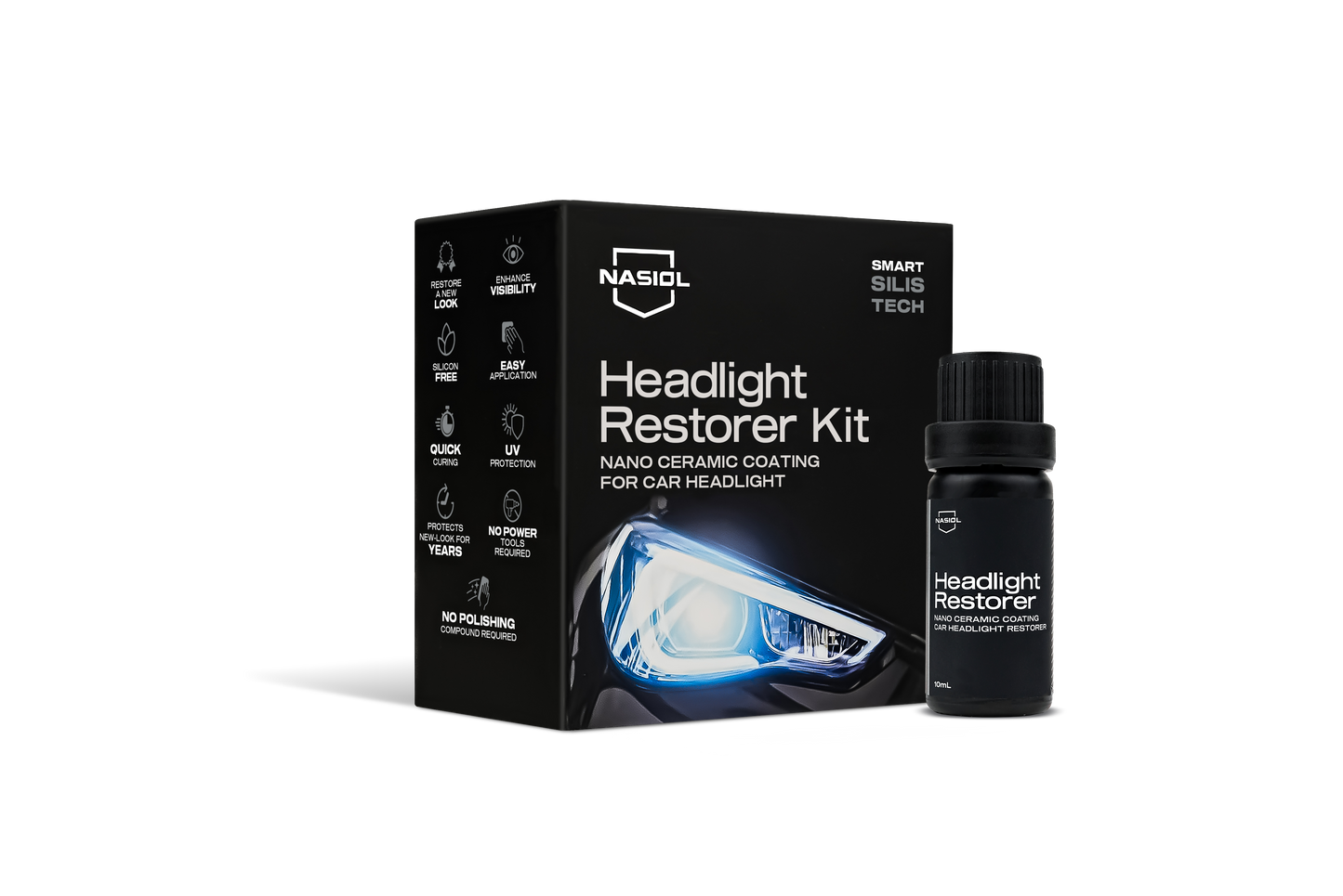 Nasiol Headlight Restorer Kit – Scheinwerfer-Aufbereitungsset - 10 mL