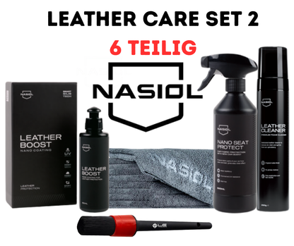 Nasiol Lederpflege Lederreiniger Set-6 Teilig Leather Kit Reiniger Conditioner Duft Leder Set