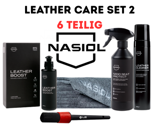 Nasiol Lederpflege Lederreiniger Set-6 Teilig Leather Kit Reiniger Conditioner Duft Leder Set