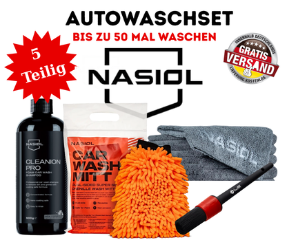 Nasiol Autopflegeset 5-teilig Außenreinigungsset Autowaschset Schaum-Autoshampoo