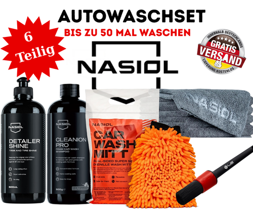 Nasiol Autopflegeset 6-teilig Außenreinigungsset Autowaschset Schaum-Autoshampoo