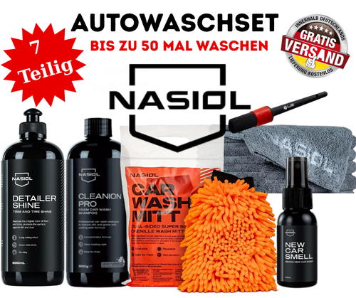 Nasiol Autopflegeset 7-teilig Außenreinigungsset Autowaschset Schaum-Autoshampoo