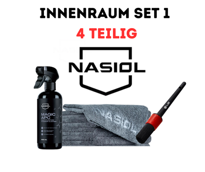 Nasiol Auto Innenraum Pflege Set - 4 Teilig Reinigungs- & Schutzbundle für Cockpit, Kunststoff & Textilien
