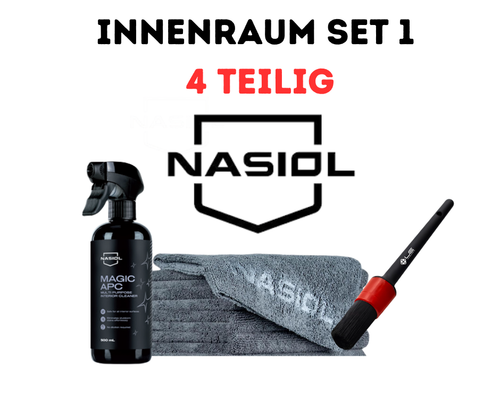 Nasiol Auto Innenraum Pflege Set - 4 Teilig Reinigungs- & Schutzbundle für Cockpit, Kunststoff & Textilien