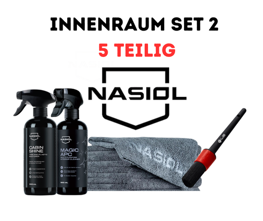 Nasiol Auto Innenraum Pflege Set - 5 Teilig Reinigungs- & Schutzbundle für Cockpit, Kunststoff & Textilien
