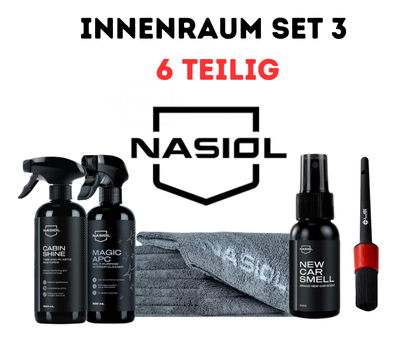 Nasiol Auto Innenraum Pflege Set - 6 Teilig Reinigungs- & Schutzbundle für Cockpit, Kunststoff & Textilien