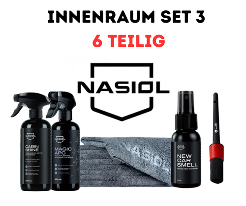 Nasiol Auto Innenraum Pflege Set - 6 Teilig Reinigungs- & Schutzbundle für Cockpit, Kunststoff & Textilien