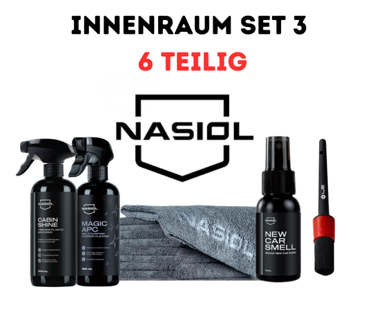 Nasiol Auto Innenraum Pflege Set - 6 Teilig Reinigungs- & Schutzbundle für Cockpit, Kunststoff & Textilien