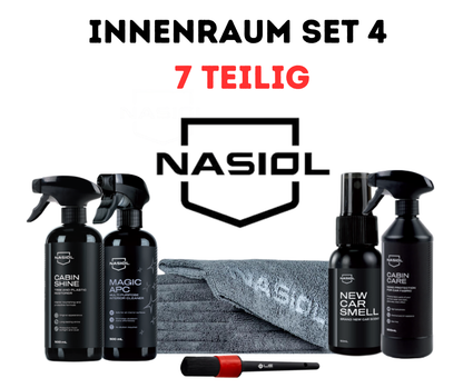 Nasiol Auto Innenraum Pflege Set - 7 Teilig Reinigungs- & Schutzbundle für Cockpit, Kunststoff & Textilien