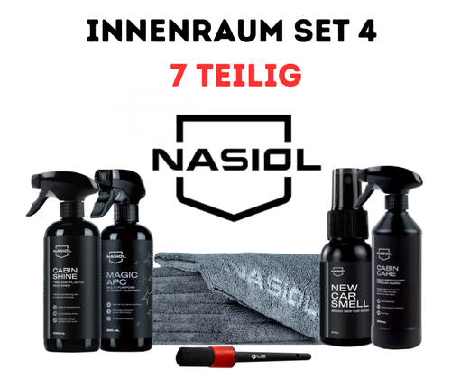 Nasiol Auto Innenraum Pflege Set - 7 Teilig Reinigungs- & Schutzbundle für Cockpit, Kunststoff & Textilien