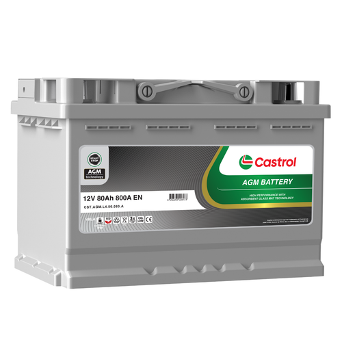 Castrol 12V 80Ah AGM Autobatterie 800A Start Stop wartungsfrei Starterbatterie