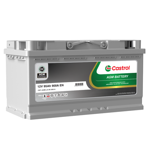 Castrol 12V 95Ah AGM Autobatterie 900A Start Stop wartungsfrei Starterbatterie