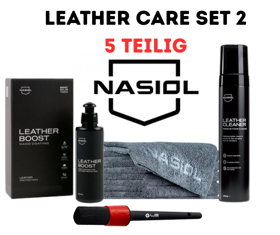 Nasiol Lederpflege Lederreiniger Set-5 Teilig Leather Kit Reiniger Conditioner Duft Leder Set