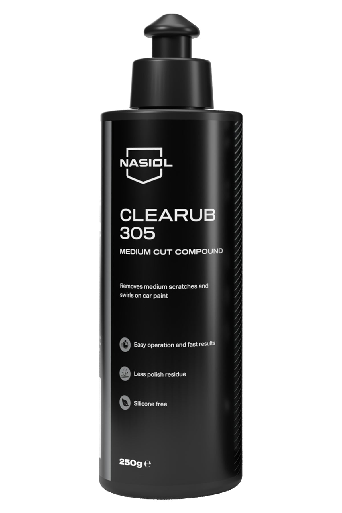 Nasiol CLEARUB 305 250 g – Medium Cut Lack-Politur | Kratzerentfernung, Swirl-Korrektur & Tiefenglanz | Für Maschinen- & Handpolitur