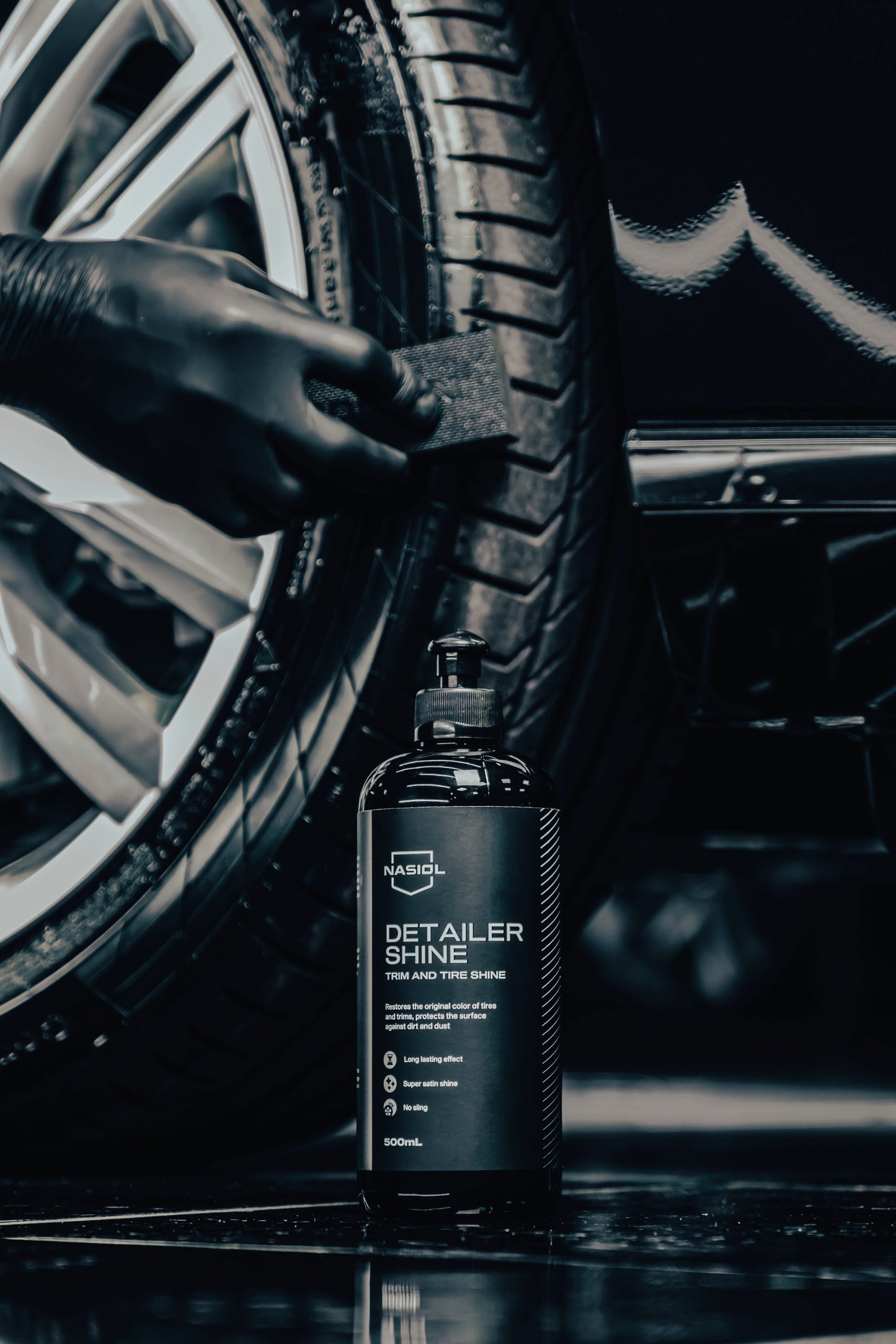 Nasiol DetailerShine - Gummi Reifen Pflege Auffrischer mit Nano Abperleffekt - 500 ml