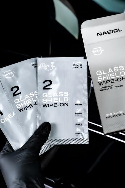 Nasiol GlassShield Wipe-On Tücher – Nano-Regen- und Schmutzschutz für Autoscheiben