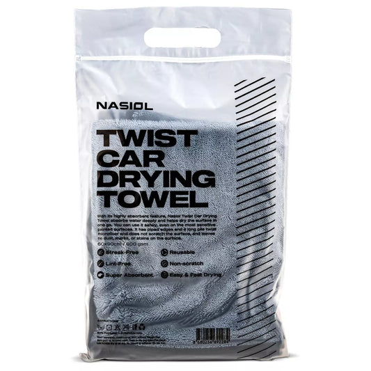 Nasiol Premium Auto Trockentuch 50×60 cm – Ultra-Soft, zweiseitig & extra saugstark | 600 GSM für die schonende Fahrzeugtrocknung
